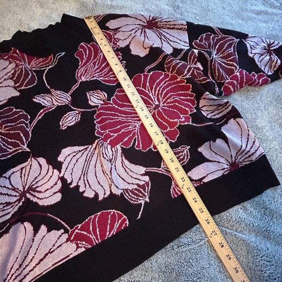 Eloquii Womens Intarsia Sweater Size 26/28 Floral Dolman Sleeve Knit Boho 17196x - Picture 6 of 10